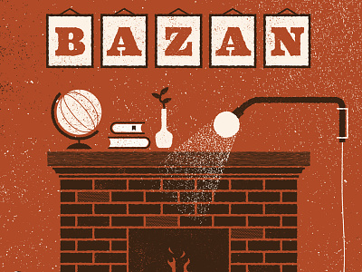 Living Room Show Poster david bazan fireplace gig poster illustration