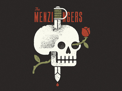 Skull + Dagger dagger flower illustration menzingers rose skull texture