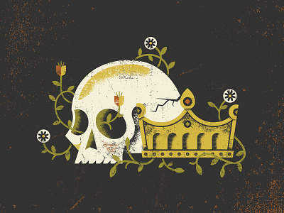 This Ole King crown floral flowers plants skull texture vines