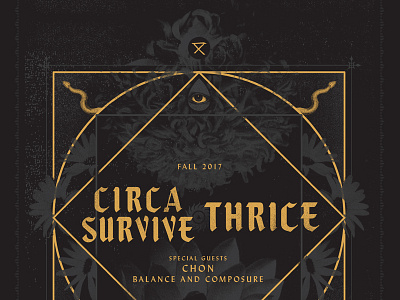 Circa Survive Thrice all seeing eye flowers occult snakes tour poster
