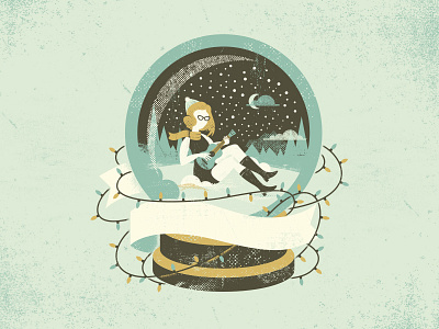 A Girl in a Snowglobe christmas illustration snow texture winter