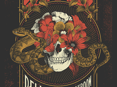 Pelican Poster engraving etching flowers gig poster poster skull snake texture
