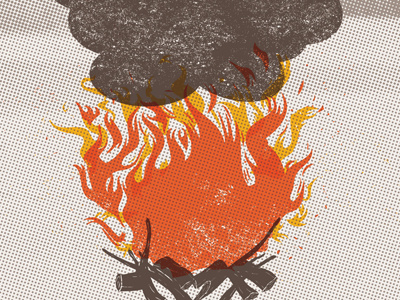 Bonfire fire halftones poster texture