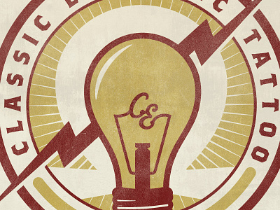 Classic Electric electric lightbulb logo tattoo