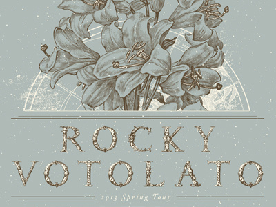 Rocky Votolato Poster flowers poster rocky votolato tour poster woodcut