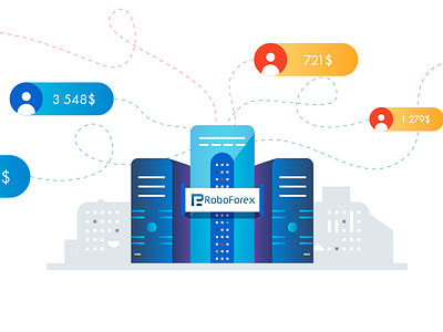RoboForex account computer digital forex gradient money server
