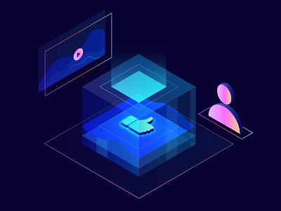 Promotion blockchain cube gradient isometric like promotion user video