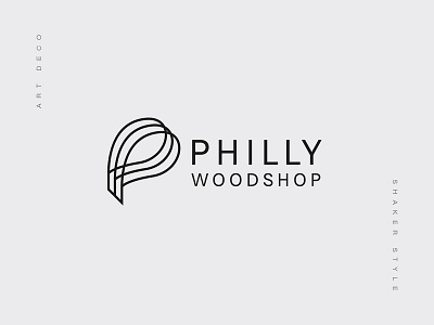 Philly Woodshop Logo art deco brand brand identity brandidentity branding branding concept branding design concept dailylogodesign design ideas logo logodesign logotype shaker style woodshop