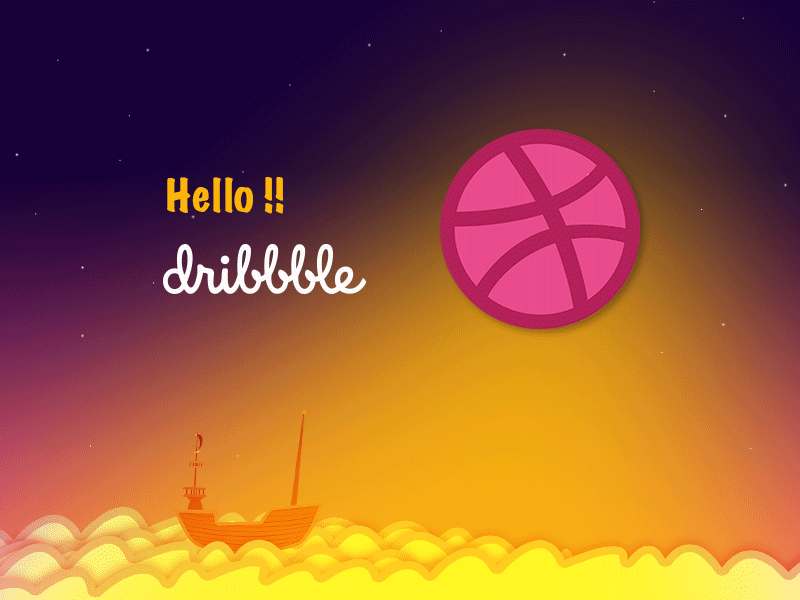 Dribbble Hello 3 debut gif illustration photoshop social media