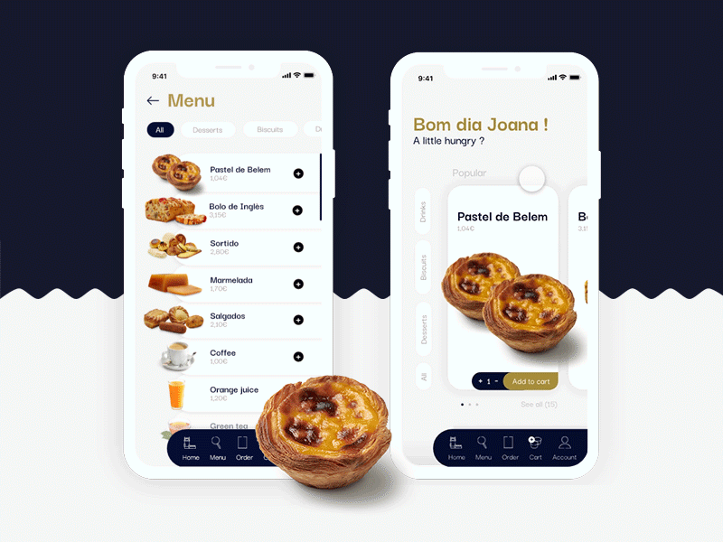 Pastéis de Belém | App concept app belem delivery delivery app design food lisbon mobile app mobile design mobile ui portugal uidesign uxdesign