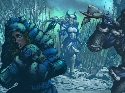 Frostbite fantasy illustration illustration art nature procreate splash art war warrior