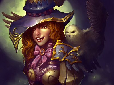 Cute Little Mage cute fantasy girl illustration mage owl procreate splash art witch