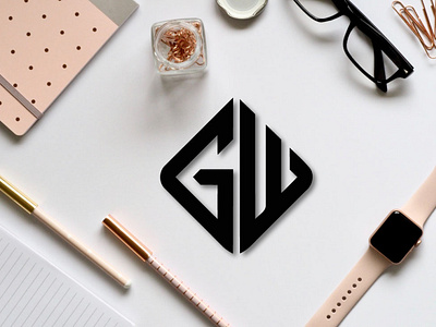 Minimalist GW Monogram,Text,Font,Typography Logo Design
