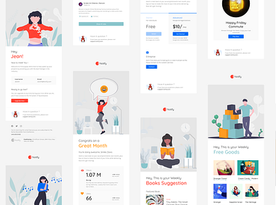 Notif3 Email Notifications branding email email template illustration marketing minimal newsletter notifications template ui uiux