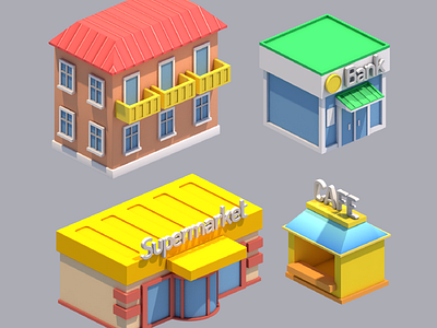 Iso city wip1 3d building city house isometric modeling town