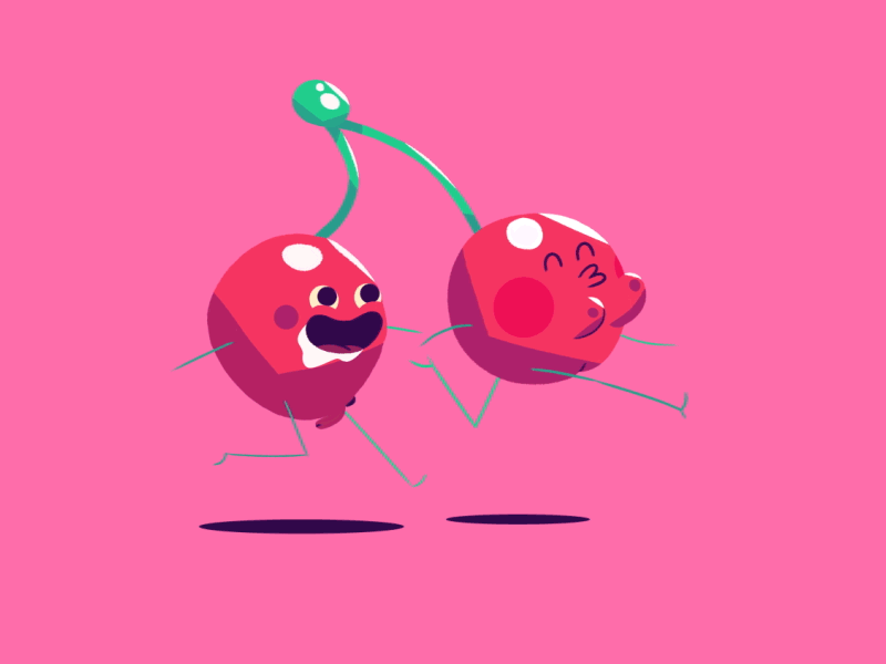Cherry Crush 2d aftereffects animation candy character character animation cherry duik gif ik loop love motion design motion graphic rubberhose run cycle sweet walkcycle