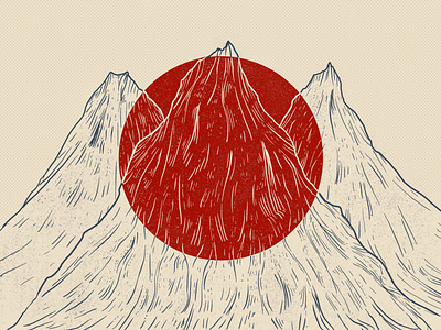 Sunday Songs digital drawn illustration mountains nature red texture