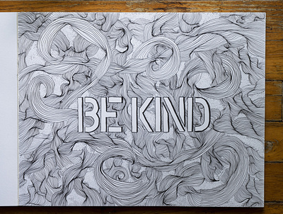 Be Kind be kind black and white drawn faber castell illustration lines linework palkev pen and ink sketchbook