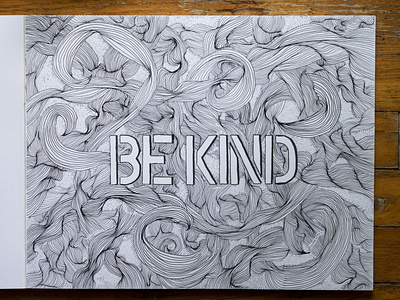 Be Kind be kind black and white drawn faber castell illustration lines linework palkev pen and ink sketchbook