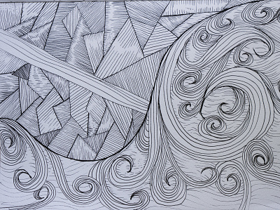 Duality black and white drawn illustration lines palkev pen and ink sketchbook