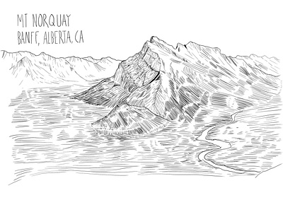 My Norquay Banff National Park, Alberta, Canada banff blackandwhite digital digital art drawing drawn illustraion procreate travel