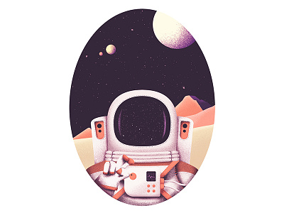 Locked Out astronaut funny illustration locked out painting stipple