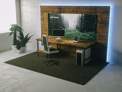 Dream Workspace #1 - Conept 3d architecture concrete interior design wood workspace