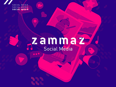 Zammaz Social Media branding coach flat gif illustration logo logotype media peru photoshop pink smartphone social socialmedia ui ux vector