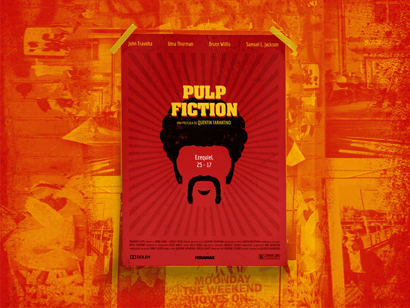PULP FICTION behance colors design design art gif grunge illustrator inspiration jules mia movie photoshop poster presentation pulpfiction quentintarantino red synthesis vincent yellow