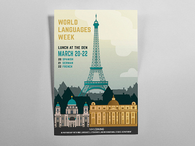 World Languages Week Poster berlin cathedral eiffel tower france germany languages madrid paris royal palace of madrid spain world world languages