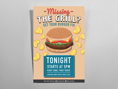 Burger Fix Poster burgers event poster food event illustration popupevent posterart posterdesign vector