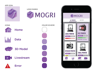 Mogri App Concept 3d printing app branding app design app identity branding icon design icons identity logo logo design tech tech design