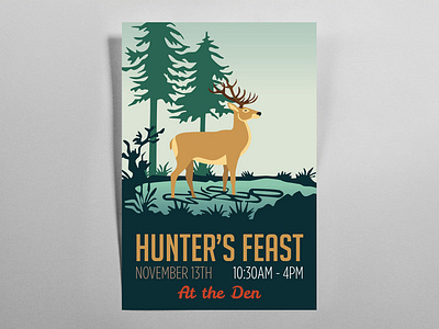 Hunters Feast Event Poster deer design event artwork event poster feast hunters hunters feast illustration lunch marquette michigan national parks nature nmu northern michigan university poster poster art poster design vector