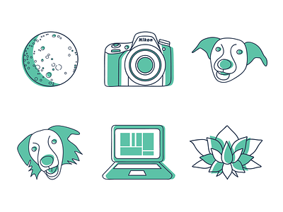 Personal Icons adobe illustrator branding camera computer design dogs graphic design icon icons icons design icons pack icons set illustration laptop line art lotus flower moon personal personal icons vector