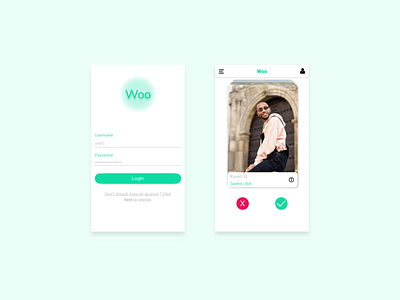 Woo - Dating Application UI/UX adobe xd app bright dating dating app design green mobile prototype sketch ui ui design ux woo