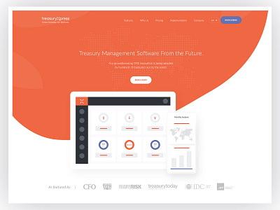 Fintech SAAS landing page for B2B Treasury Software Provider