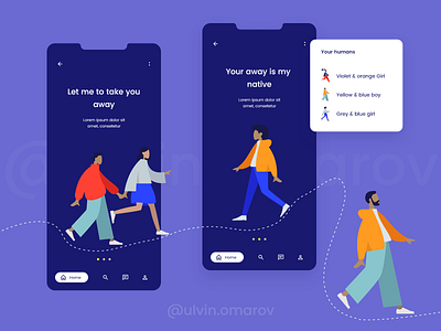 UI/UX Classic Blue App 2020 Trends classic blue app human illustration mobile app design mobile ui design pantone classic blue splash screen design uiux app design ulvin omarov user experience app userinterface app