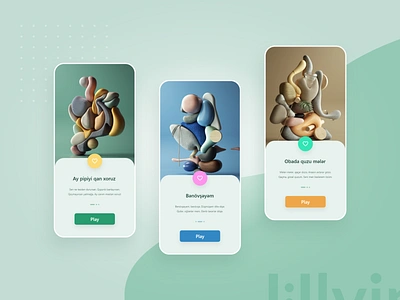 UI UX 3D app design 3d app design book app design colorful app green blue yellow mobile app design product page uiux app design uiux dizayn uiux play now