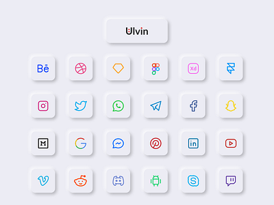 Social media brand icons set in neumorphism adobe xd behance brand icons set dribbble facebook figma framer google instagram medium messenger neumorphism neumorphism design pinterest sketch snapchat social media icons telegram twitter whatsapp