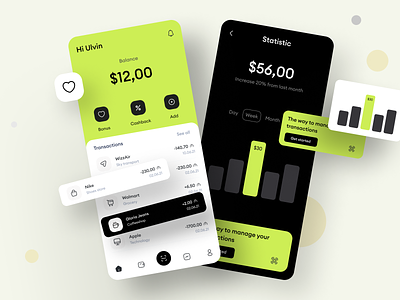 UI Banking App fintech app mobile banking online payment statistics page transactions page uiux banking app