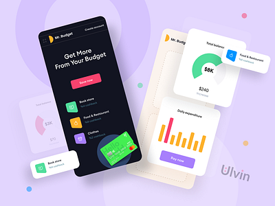 UI Cashback & Banking App color of year 2022 online payment app pantone very peri statistics analytics page ui cashback app ui ux banking app