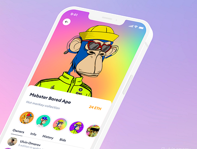 NFT Mobile App crypto app crypto design nft artist nft design nft mobile app nft platform nftarts nftartwork rariblenft ui mobile design ui ux mobile app