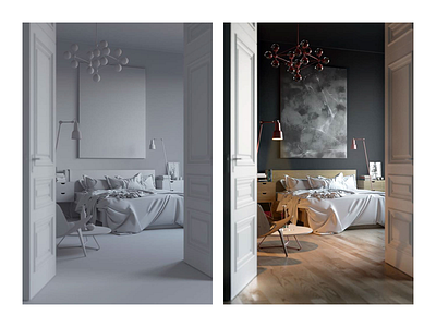 Bedroom 3d design interior render