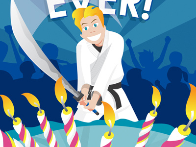 Ad illustration for Martial Arts birthday parties ad birthday illustration karate sword
