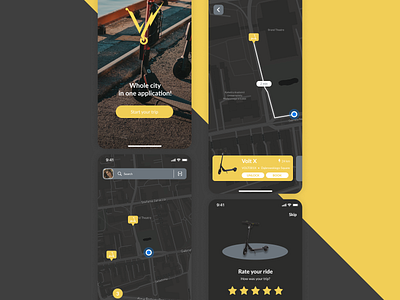 Volt Scooters - Redesign Concept app app design dark mode dark theme design ios ios app ios app design map rating redesign rental rental app renting scooters sharing ui ui design ux ux design