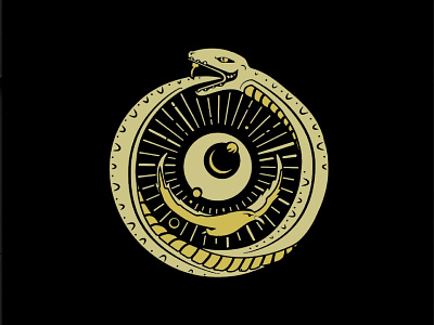 Complex Logo mark for a Traveling Creative Studio bird gold foil identity logo nomadic snake symbol