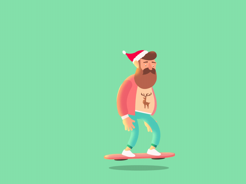 Happy New Years, Dribbble! 2d 2d animation 3d after affects animation character character animation design hoverboard new year 2019 rig rubber hose