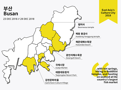 Busan 2018 Landscape design editorial design flat illustration information design information graphic map travel typography vector