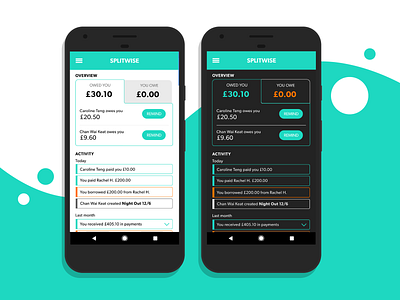 Splitwise redesign app app design app designer flat redesign splitwise typography ui
