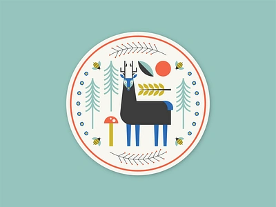 A Sip of the Woodlands animal coaster deer design flat folk folk art forest geometric illustration rebound scandinavian simple sticker mule tree